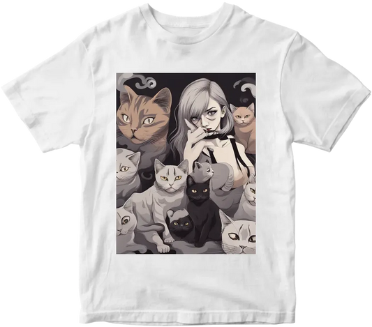 Smoke girl with a cats gang