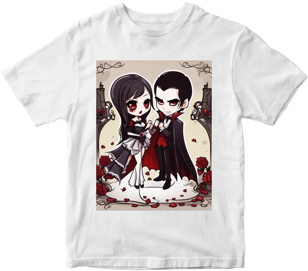 Vampire couple cute cartoon chibi no background