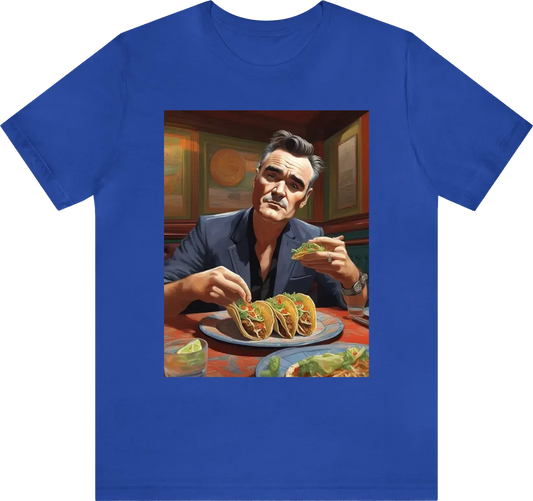 Morrissey eating tacos in a restaurant , 3d render