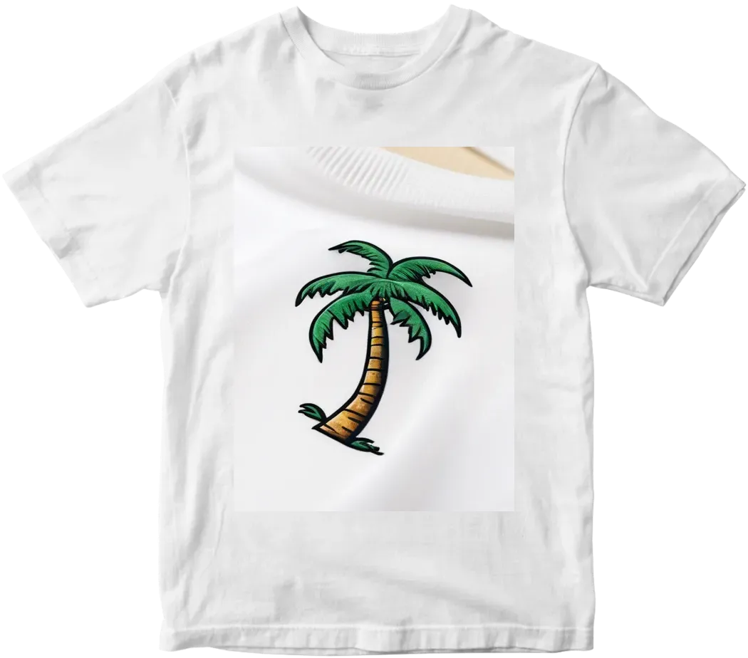 Small cute palm tree at corner of shirt