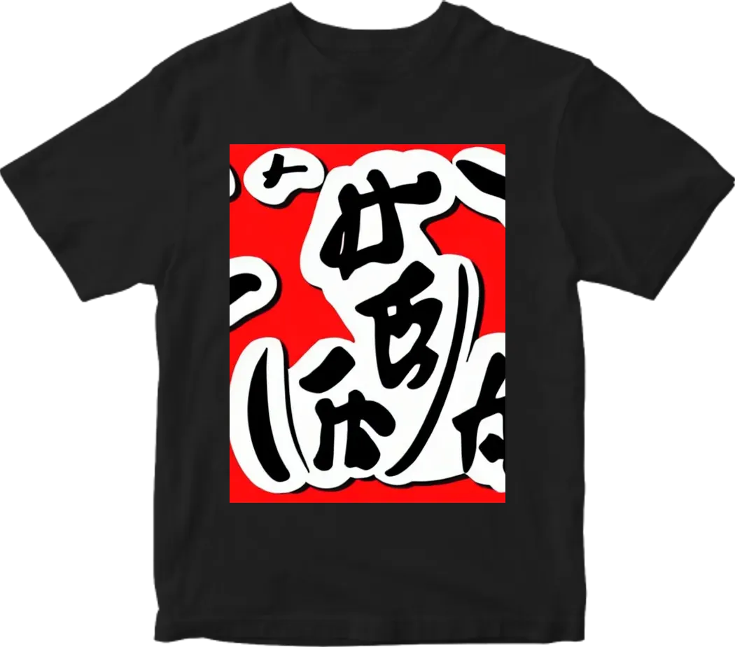 Animated red and white and black japanese letters