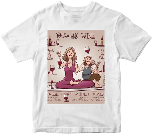 Yoga and wine funny cartoon