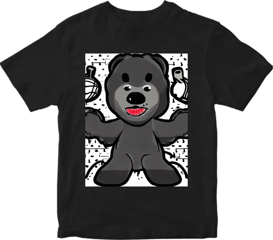 Gangster teddy bear basketball cartoon stitches – Artificial Printer