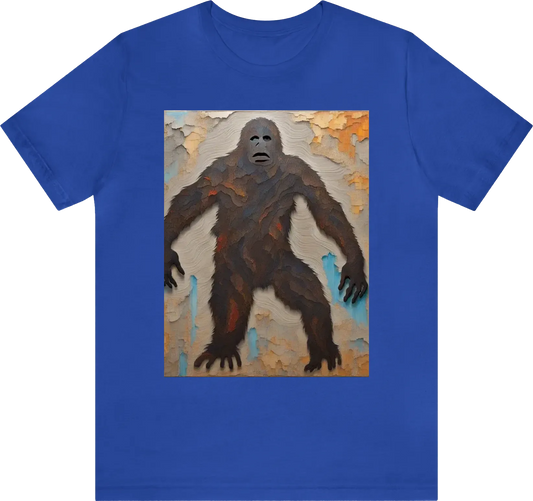 Silhouette of sasquatch full body glowing eyes