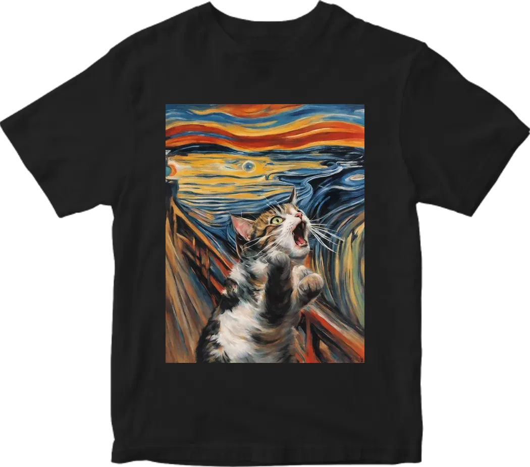 Cat screaming holding head in the the Scream by munch