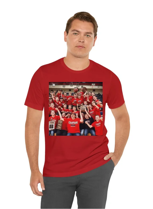 I want a red tee shirt that has Brownstown Central Basketball Sectional Champions 2024