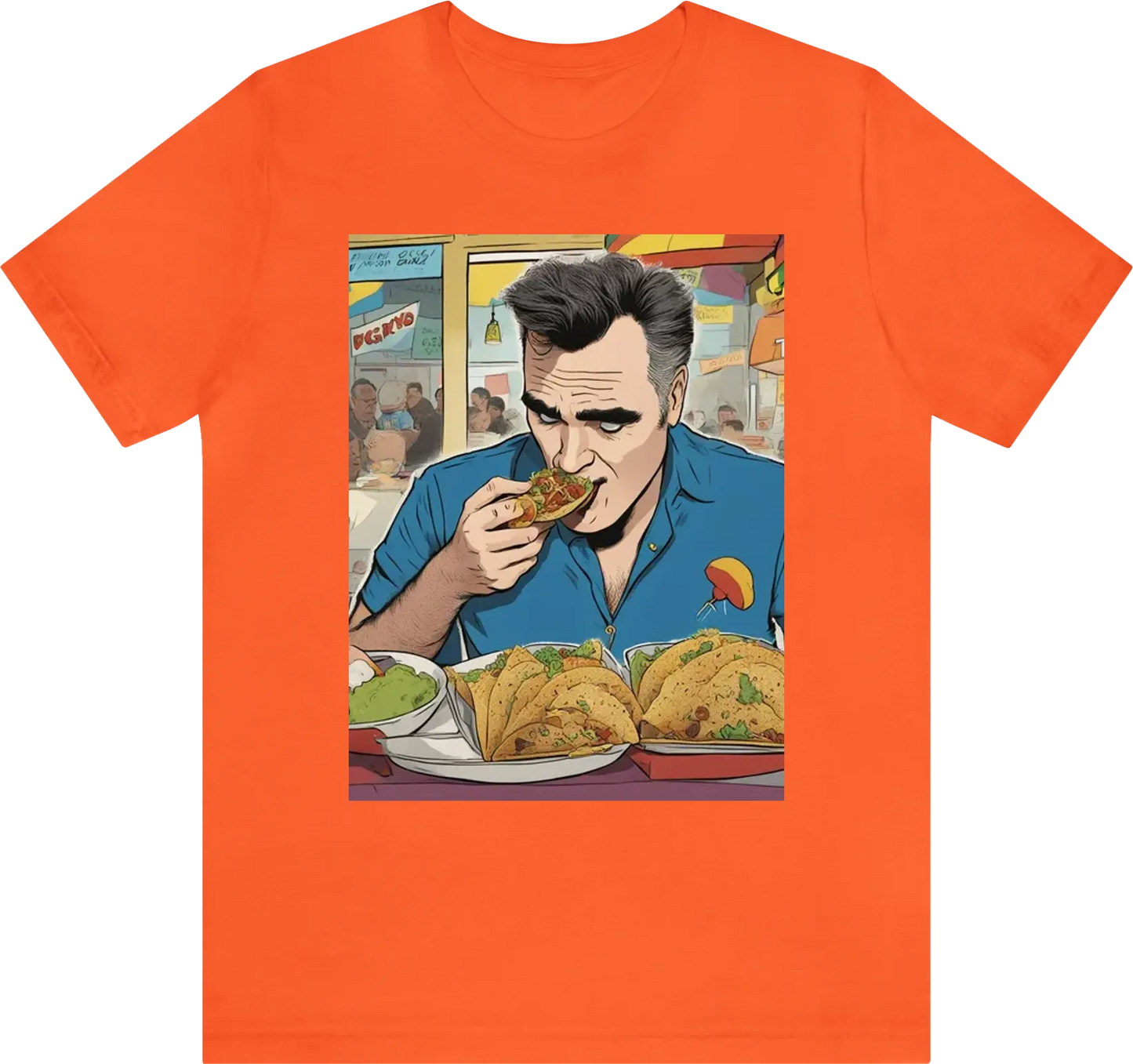 Morrissey eating a taco , comic, 8k