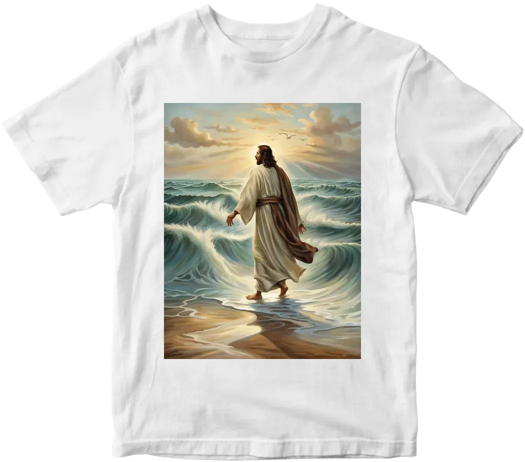 Waves with jesus walking