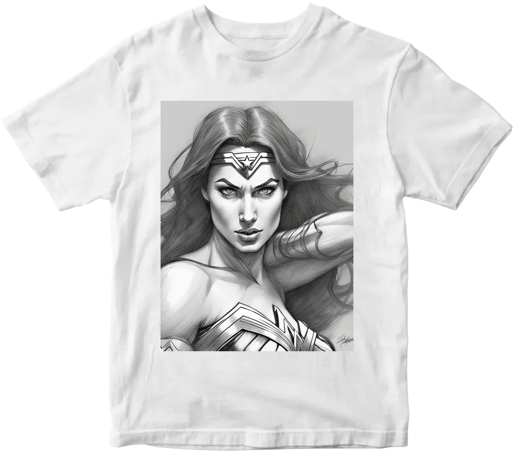 Wonder Woman pose face pencil sketch