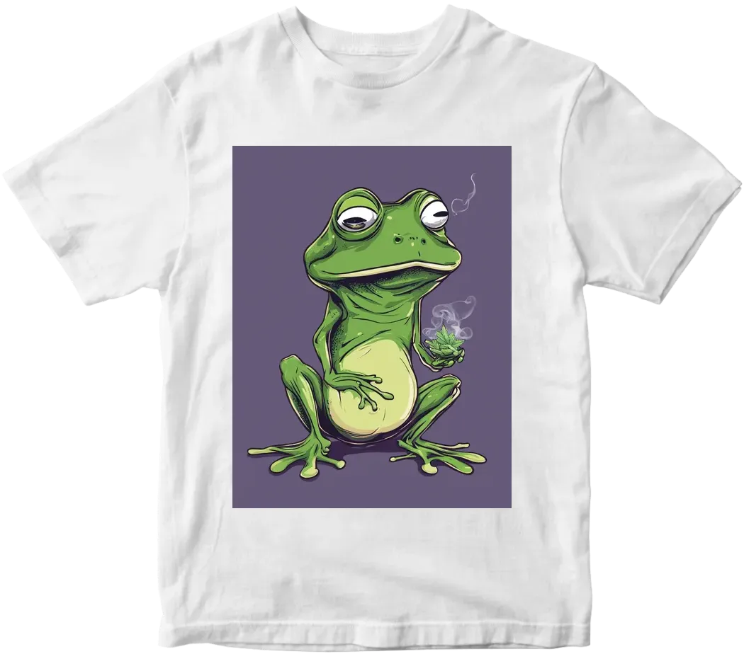 Herman the frog smoking weed with a transparent background