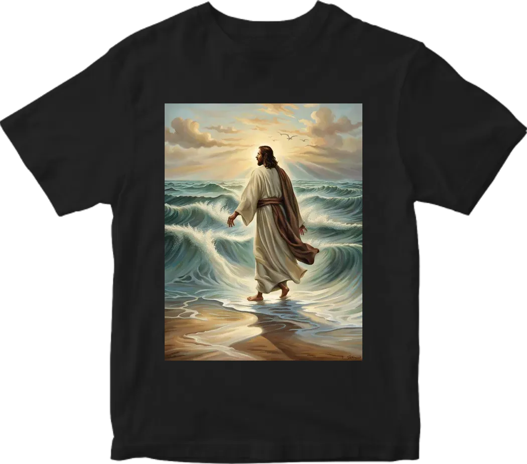 Waves with jesus walking