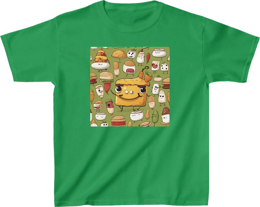 A whimsical food character with a humorous expression or punny phrase.