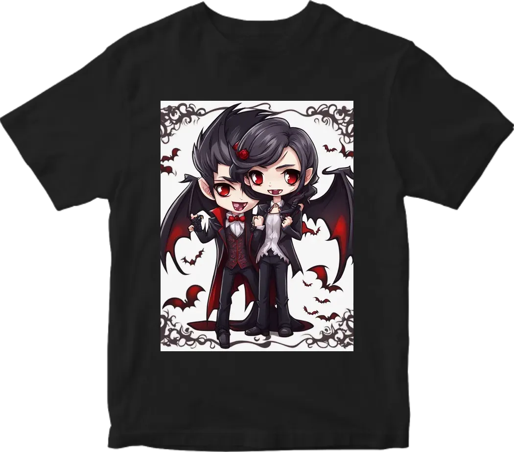 Vampire couple cute cartoon chibi no background