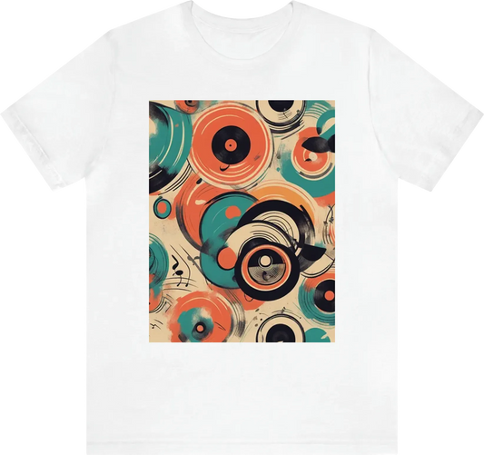 Embrace the nostalgia of vinyl records by designing a T-shirt with a stylized representation of a record groove. Add a retro color palette and incorporate artistic elements like musical notes or abstract patterns within the groove for a vintage yet stylis