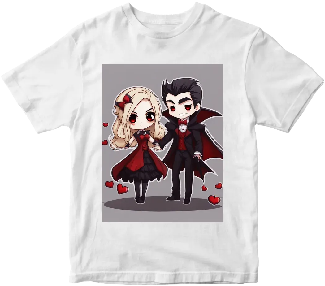 Vampire couple cute cartoon chibi png